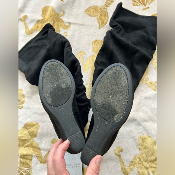 Chinese Laundry - LARISA OVER THE KNEE RUCHED WEDGE BOOT - Black - Size 6 - Picture 2 of 5